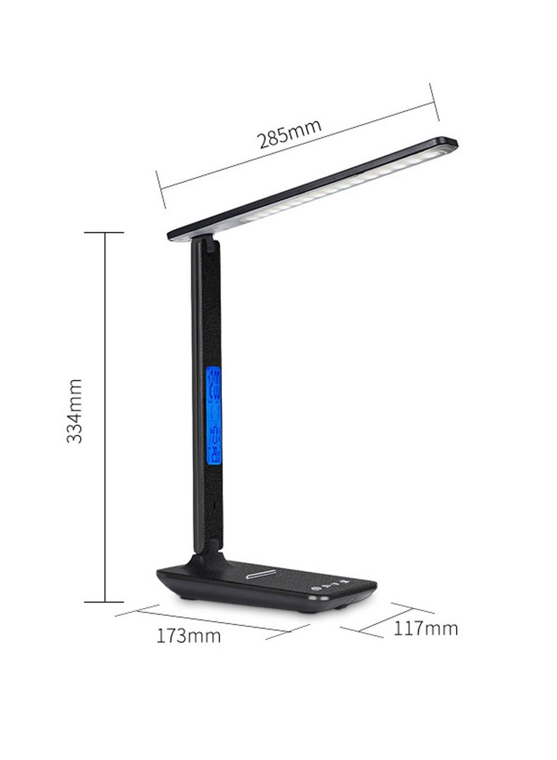 LEOKOR - LED Desk Lamp with Wireless Charger USB Charging Port Desk Lamp with Clock, Alarm, Date, Temperature - Image 1