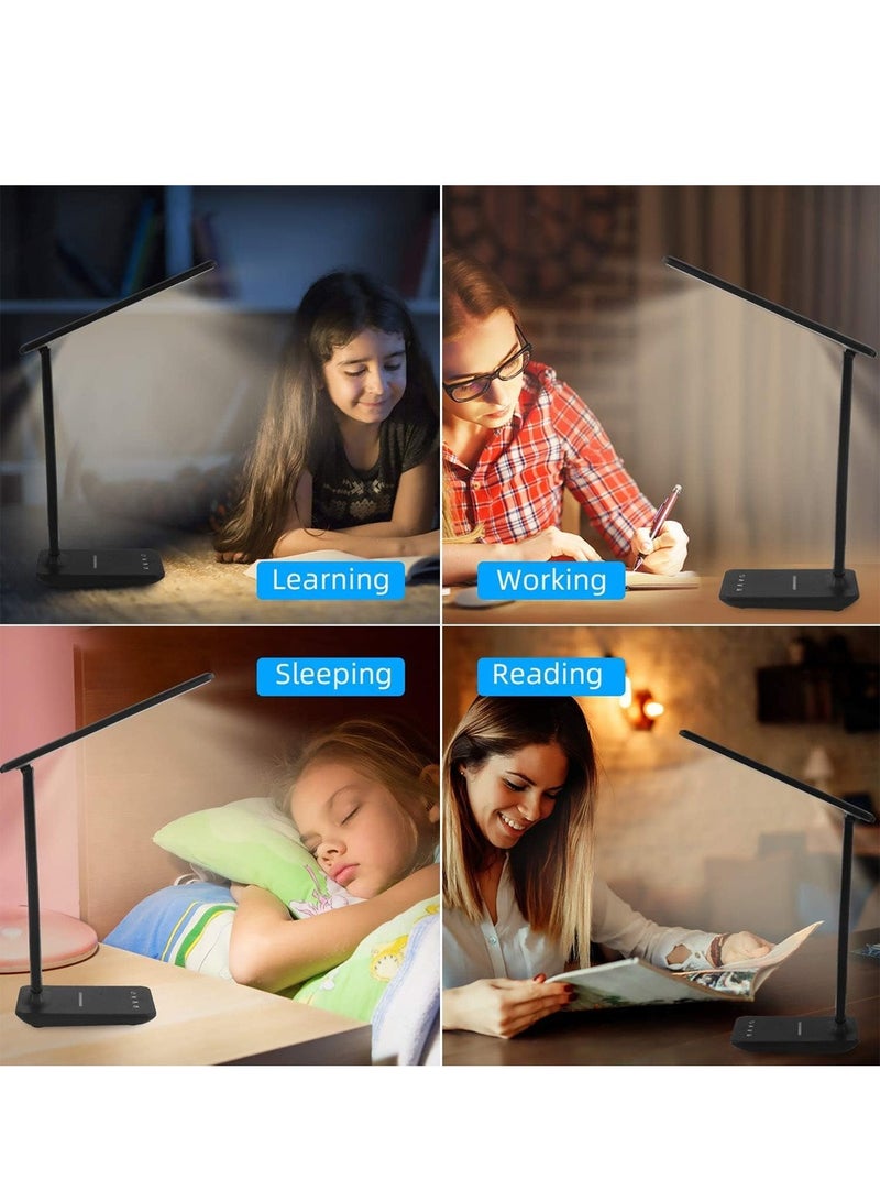 LEOKOR - LED Desk Lamp with Wireless Charger USB Charging Port Desk Lamp with Clock, Alarm, Date, Temperature - Image 1