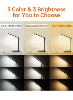 LEOKOR LED Desk Lamp with Wireless Charger USB Charging Port Desk Lamp with Clock, Alarm, Date, Temperature  - Image 5