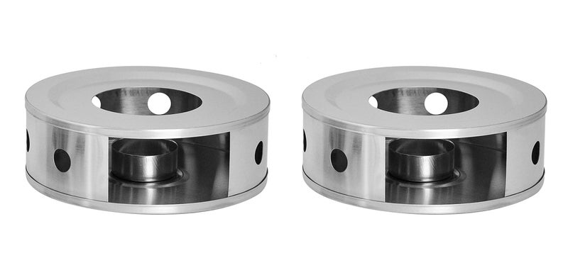 NewlineNY Stainless Steel Coffee Tea Warmers Dual 6 Inches Circular Herb Tea Light Food Warmer Set Candle not Included