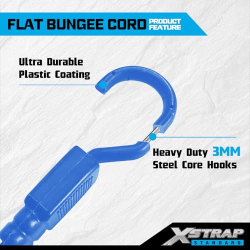 XSTRAP STANDARD 2PK 77 Inch Flat Bungee Cord Heavy Duty Adjustable Long Straps with Hooks for Hand Truck, Camping, Motorcycle, Cars, Bikes, Luggage Rack (Blue) - Image 3
