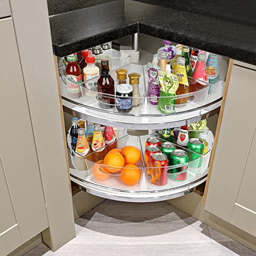 URALFA Lazy Susan Organizer Bins, Corner Cabinet Clear Turntable Organizer, Plastic Corner Kitchen Storage Bins for 26"- 28" Diameter Corner Cabinet Lazy Susan, 1/8 Wedge-BPA Free, 6 Pack - Image 5