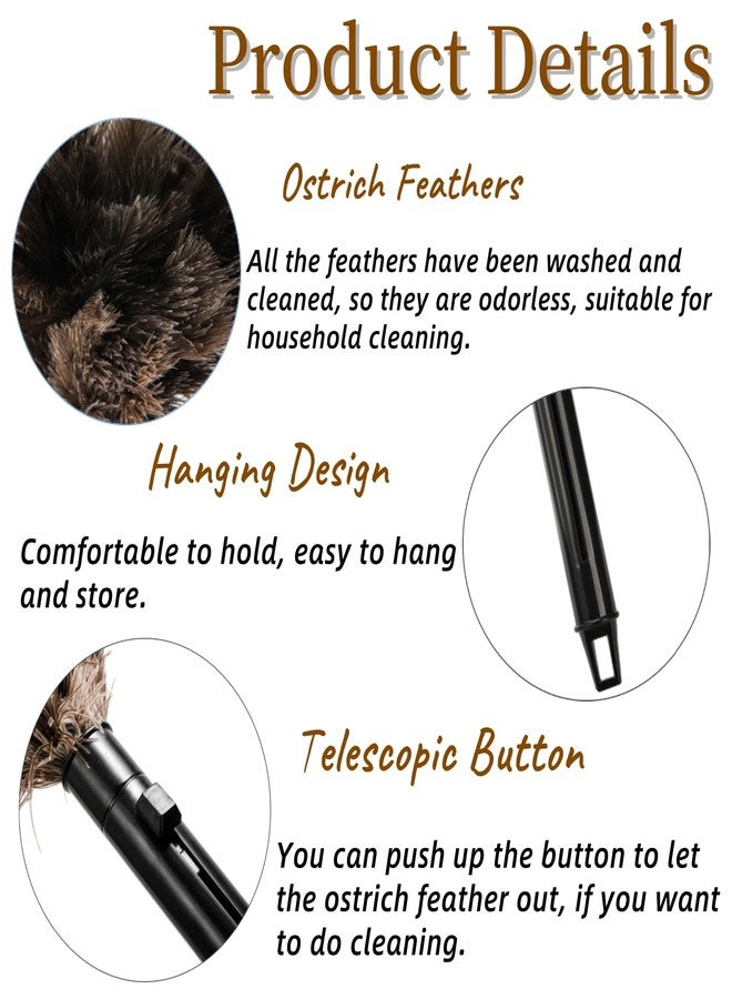 Goaste 2 Pack Ostrich Feather Duster, 10 Inch Fluffy Natural Feather Duster, Soft-Feather Mopping with Plastic Handle, Extensible Ostrich Feather Cleaning Supplies for Keyboard, Home, Car, Office - Image 3