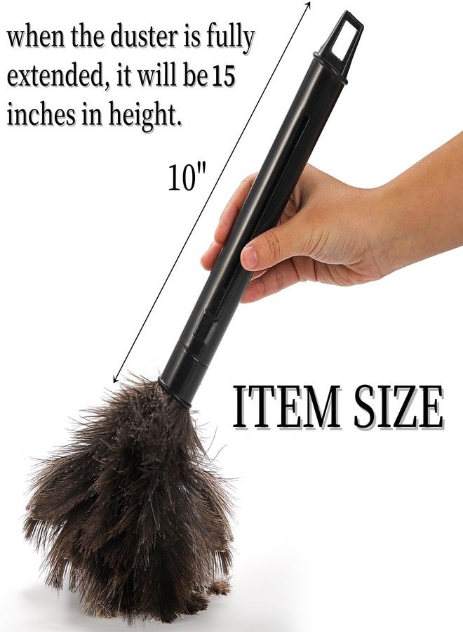 Goaste 2 Pack Ostrich Feather Duster, 10 Inch Fluffy Natural Feather Duster, Soft-Feather Mopping with Plastic Handle, Extensible Ostrich Feather Cleaning Supplies for Keyboard, Home, Car, Office - Image 2
