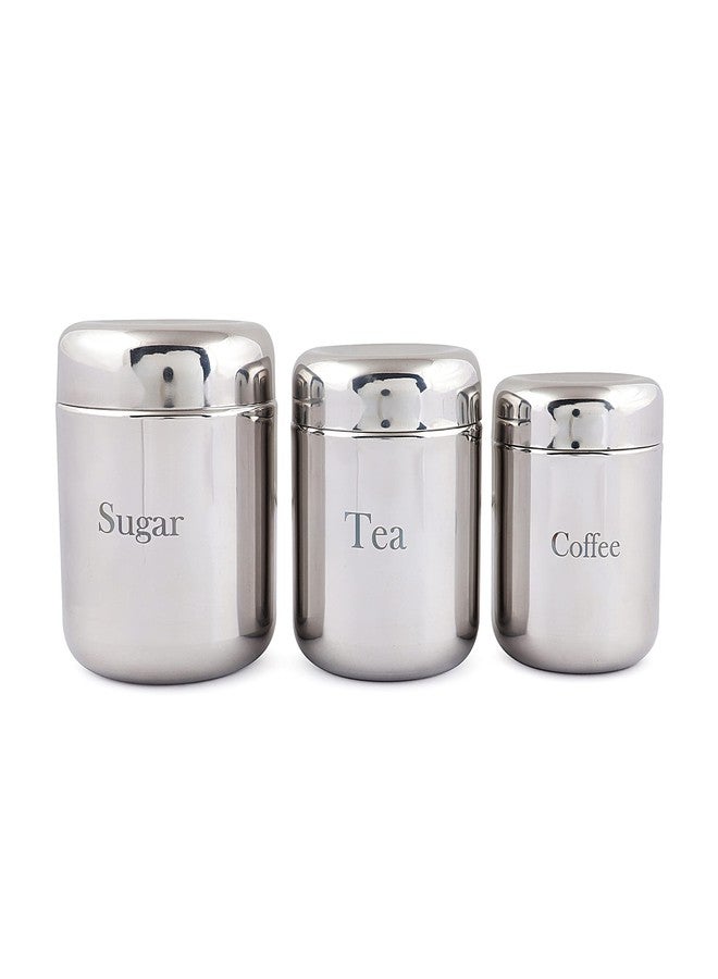 Qimacplus 3PCS Kitchen Canisters Set Food Sugar Coffee Tea Candy Storage Jars with lid Stainless Steel Food Jars Containers with Stainless Steel, Airtight and Printed - Image 1