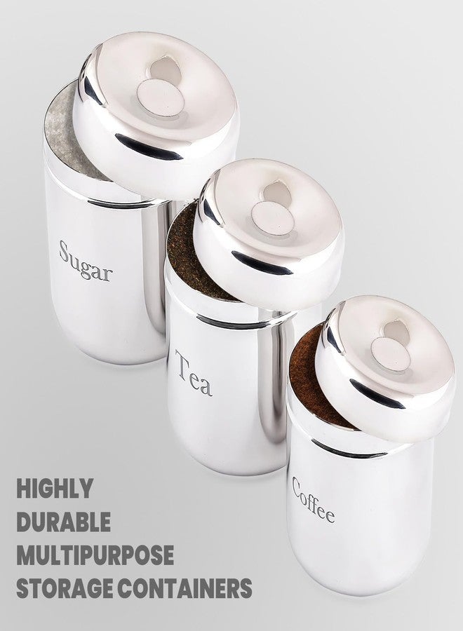 Qimacplus 3PCS Kitchen Canisters Set Food Sugar Coffee Tea Candy Storage Jars with lid Stainless Steel Food Jars Containers with Stainless Steel, Airtight and Printed - Image 4