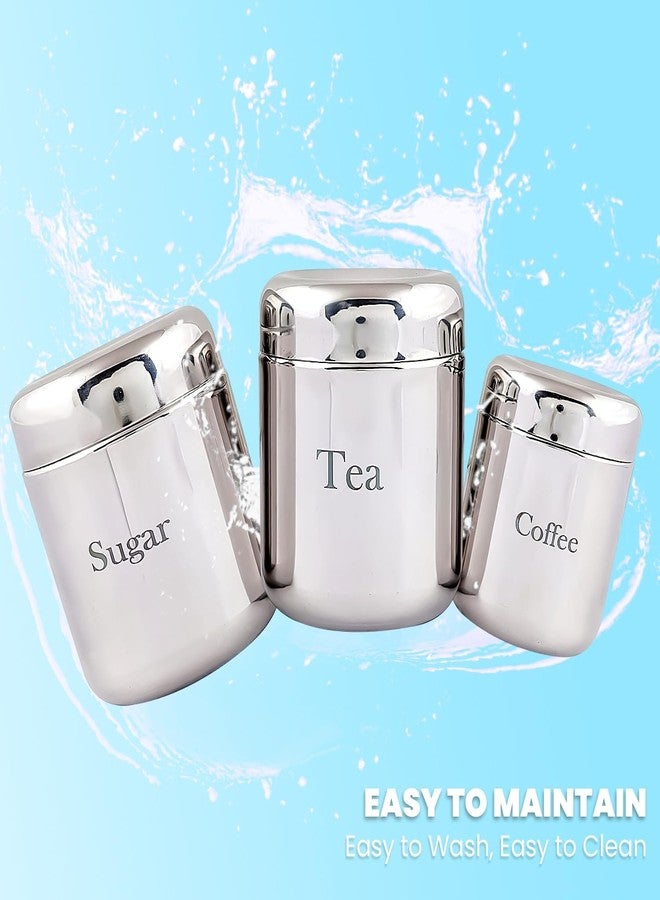 Qimacplus 3PCS Kitchen Canisters Set Food Sugar Coffee Tea Candy Storage Jars with lid Stainless Steel Food Jars Containers with Stainless Steel, Airtight and Printed - Image 3