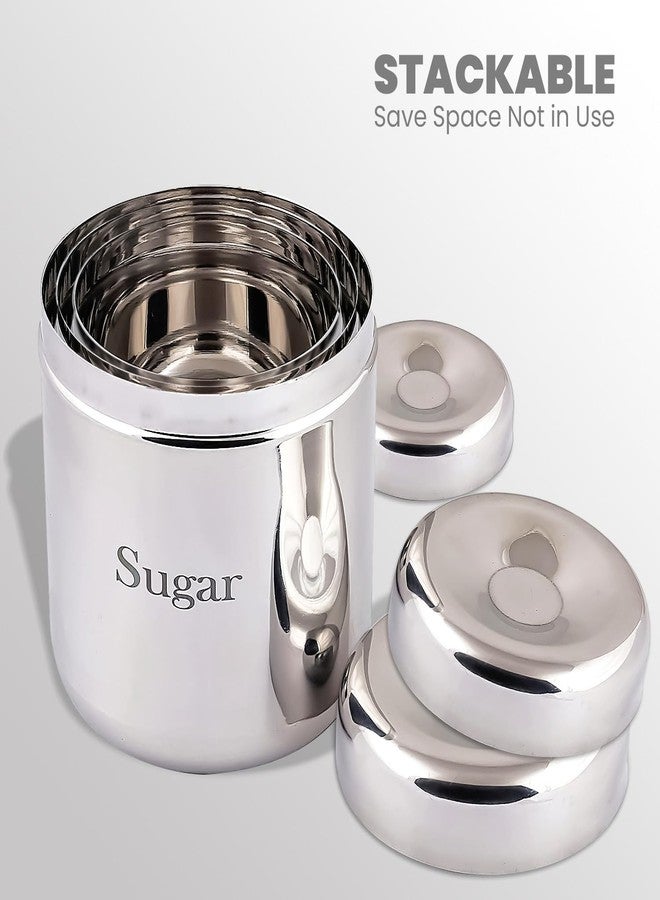 Qimacplus 3PCS Kitchen Canisters Set Food Sugar Coffee Tea Candy Storage Jars with lid Stainless Steel Food Jars Containers with Stainless Steel, Airtight and Printed - Image 5