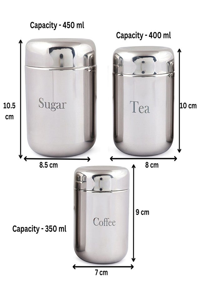 Qimacplus 3PCS Kitchen Canisters Set Food Sugar Coffee Tea Candy Storage Jars with lid Stainless Steel Food Jars Containers with Stainless Steel, Airtight and Printed - Image 2