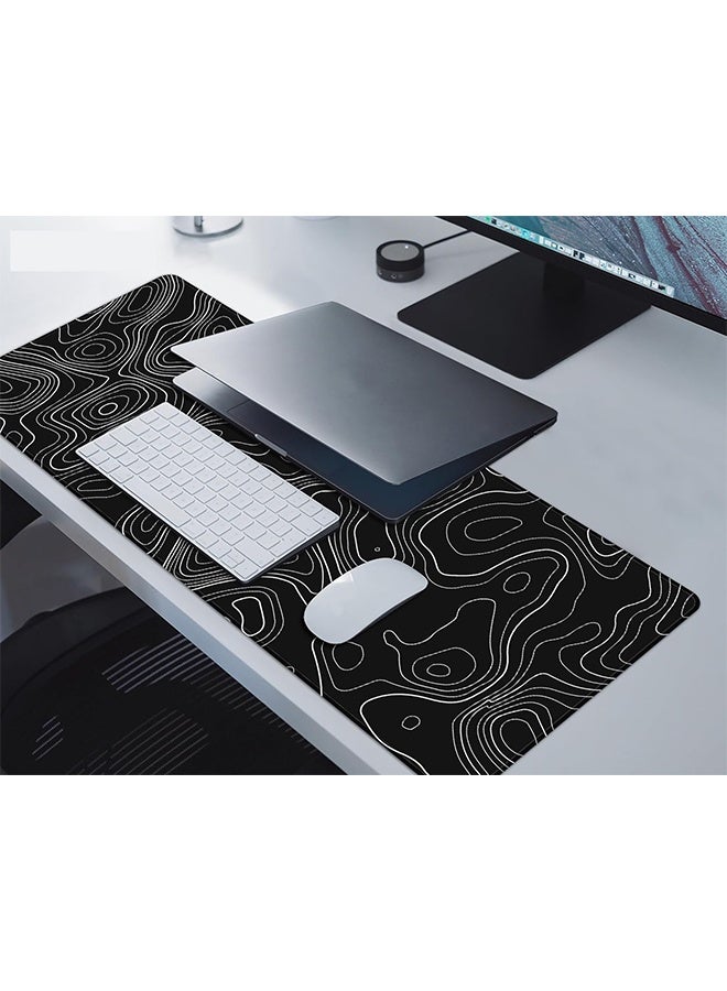Large Gaming Mouse Pad XL,Japanese Wave Anti-Skid Mousepad Large Keyboard Mouse Pad Desk Mat with Stitched Edges (400x900mm, Black) - Image 2