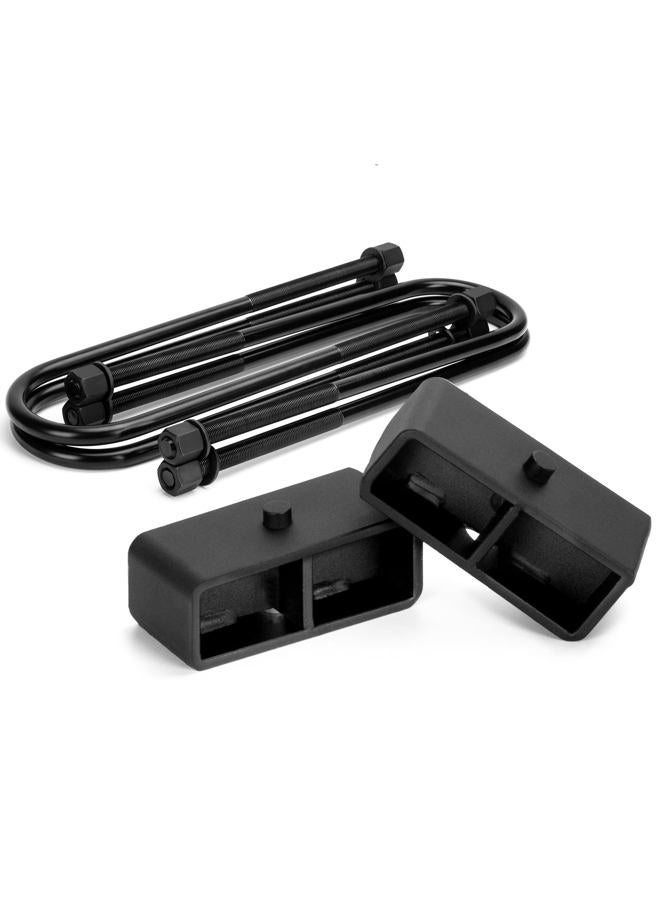 KSP PERFORMANCE 2" Rear leveling Lift Block with 15.5" Black U bolts for 1999-2020 F-o-r-d F250 and F350 Super Duty 2WD 4WD, 2000-2005 Ford Excursion 2WD 4WD, not fit a Dually/Overload Leaf Springs - Image 1