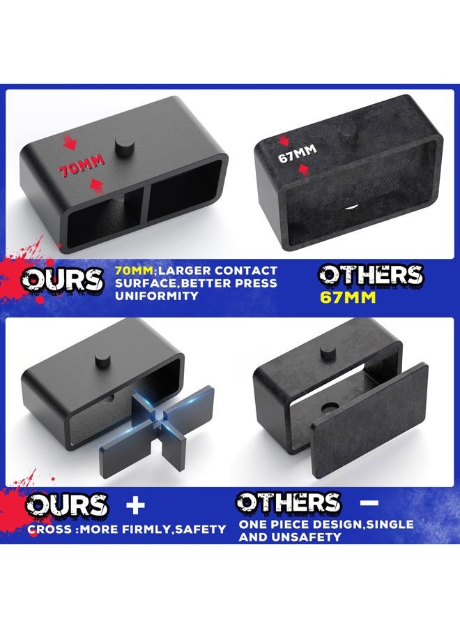 KSP PERFORMANCE 2" Rear leveling Lift Block with 15.5" Black U bolts for 1999-2020 F-o-r-d F250 and F350 Super Duty 2WD 4WD, 2000-2005 Ford Excursion 2WD 4WD, not fit a Dually/Overload Leaf Springs - Image 3