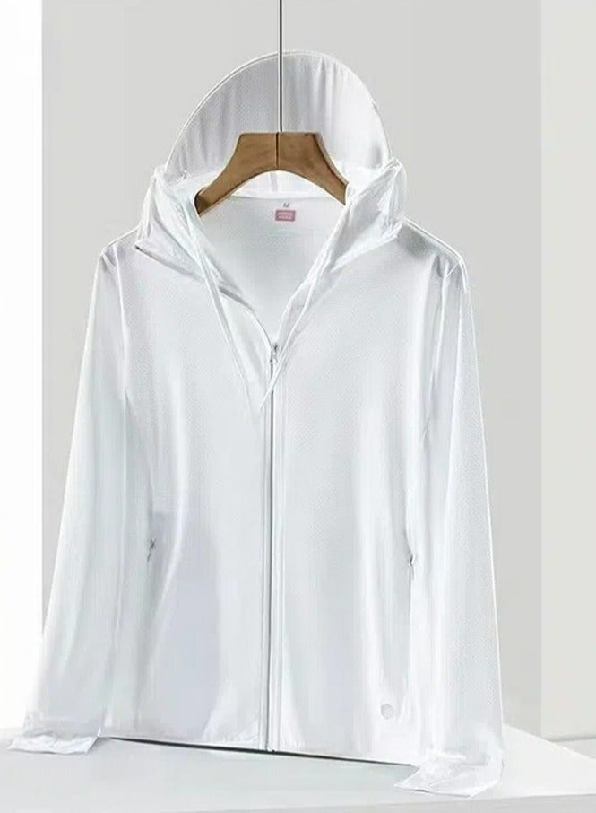 إسكدنيا واقية من الشمس سترة رقيقة تنفس هوديي اللباس الأبيض - Image 1