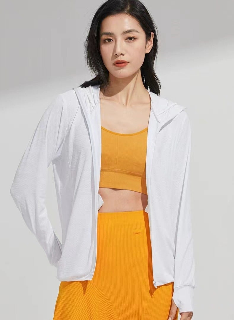 إسكدنيا واقية من الشمس سترة رقيقة تنفس هوديي اللباس الأبيض - Image 3