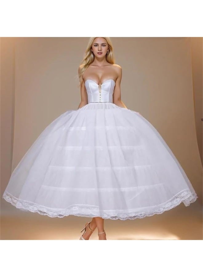BBSET Women Puffy Crinoline Petticoat 6 Hoop 2 Tulle Layers Skirt Slips Long Underskirt for Quinceanera Wedding Bridal Dress, 6 Hoop 2 Tulle Ball Gown, One size Plus - Image 2