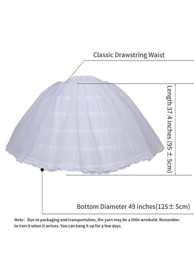BBSET Women Puffy Crinoline Petticoat 6 Hoop 2 Tulle Layers Skirt Slips Long Underskirt for Quinceanera Wedding Bridal Dress, 6 Hoop 2 Tulle Ball Gown, One size Plus - Image 4