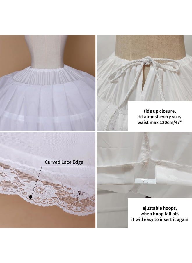 BBSET Women Puffy Crinoline Petticoat 6 Hoop 2 Tulle Layers Skirt Slips Long Underskirt for Quinceanera Wedding Bridal Dress, 6 Hoop 2 Tulle Ball Gown, One size Plus - Image 5