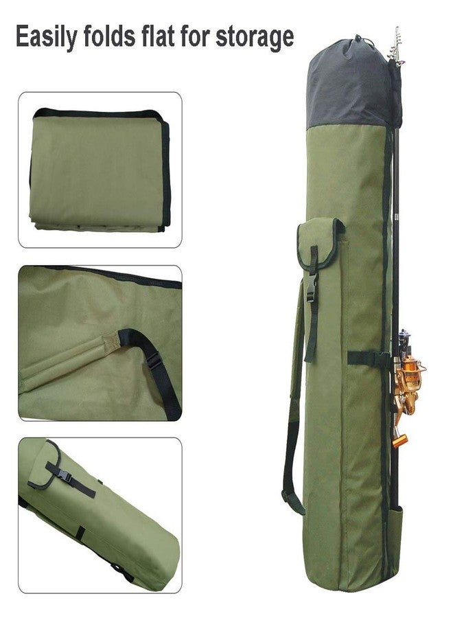 Allnice Durable Canvas Fishing Rod & Reel Organizer Bag Travel Carry Case Bag- Holds 5 Poles & Tackle (Khaki Green) - Image 4