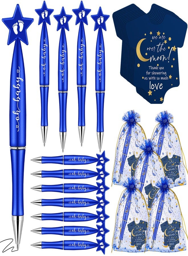 Harloon 50 Sets Over The Moon Baby Shower Favor for Guests 50 Baby Shower Star Shaped Pens 50 Moon and Star Card 50 Organza Bags Party Gifts for Guests - Image 1