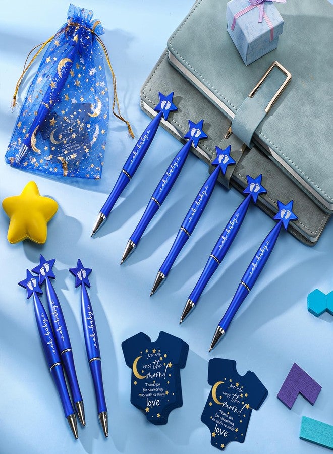 Harloon 50 Sets Over The Moon Baby Shower Favor for Guests 50 Baby Shower Star Shaped Pens 50 Moon and Star Card 50 Organza Bags Party Gifts for Guests - Image 5