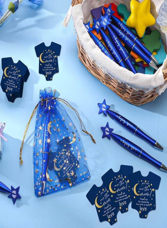 Harloon 50 Sets Over The Moon Baby Shower Favor for Guests 50 Baby Shower Star Shaped Pens 50 Moon and Star Card 50 Organza Bags Party Gifts for Guests - Image 4
