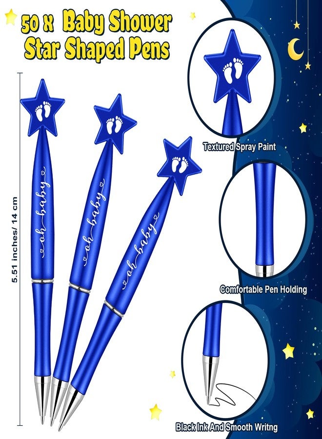 Harloon 50 Sets Over The Moon Baby Shower Favor for Guests 50 Baby Shower Star Shaped Pens 50 Moon and Star Card 50 Organza Bags Party Gifts for Guests - Image 2