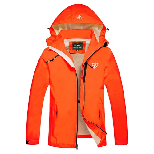 GIISAM Mens Windproof Jacket Waterproof Lightweight Mountain Sport Jacket for Men Hooded Windbreaker Raincoat(Orange,M) - Image 1