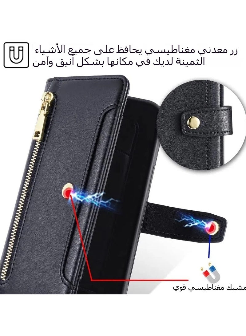 Leather case compatible with Honor X9c (5G), frosted drop case with card slot and stand function u0026 shoulder and wrist strap, shock-proof case  - Image 5