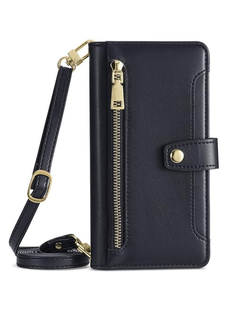 Leather case compatible with Honor X9c (5G), frosted drop case with card slot and stand function u0026 shoulder and wrist strap, shock-proof case  - Image 1