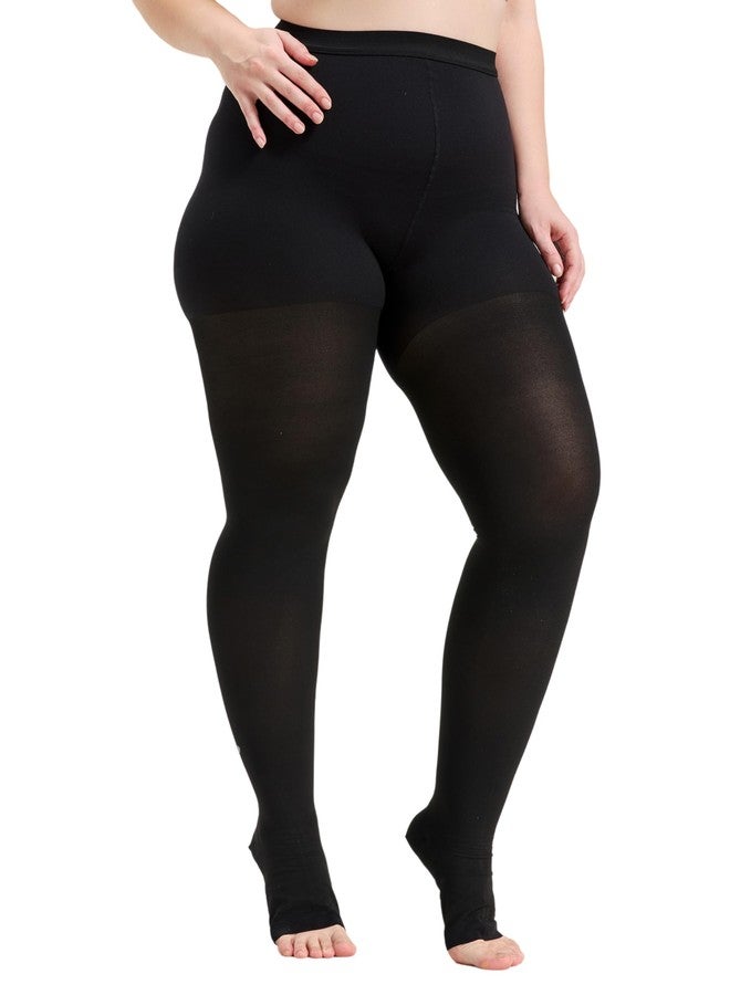 MGANG Up to 5X-Large Plus Size Compression Pantyhose for Women 15-20 mmHg - Open Toe Compression High Waist Tights for Lymphedema, Varicose Veins Circulation, Post Surgery - Black - Image 5