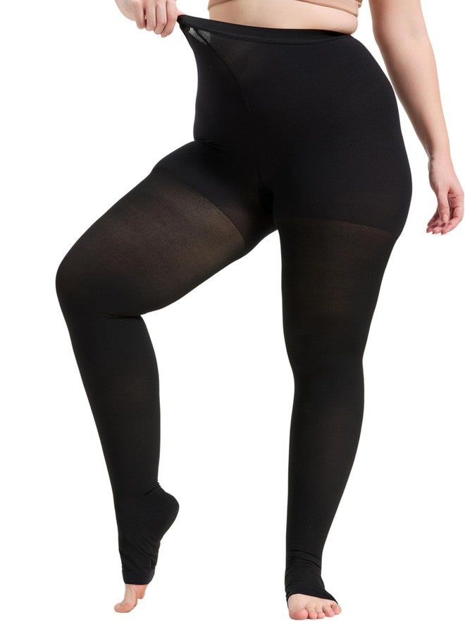 MGANG Up to 5X-Large Plus Size Compression Pantyhose for Women 15-20 mmHg - Open Toe Compression High Waist Tights for Lymphedema, Varicose Veins Circulation, Post Surgery - Black - Image 1