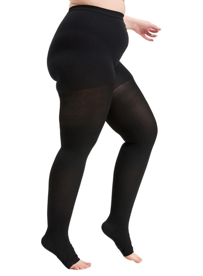 MGANG Up to 5X-Large Plus Size Compression Pantyhose for Women 15-20 mmHg - Open Toe Compression High Waist Tights for Lymphedema, Varicose Veins Circulation, Post Surgery - Black - Image 3