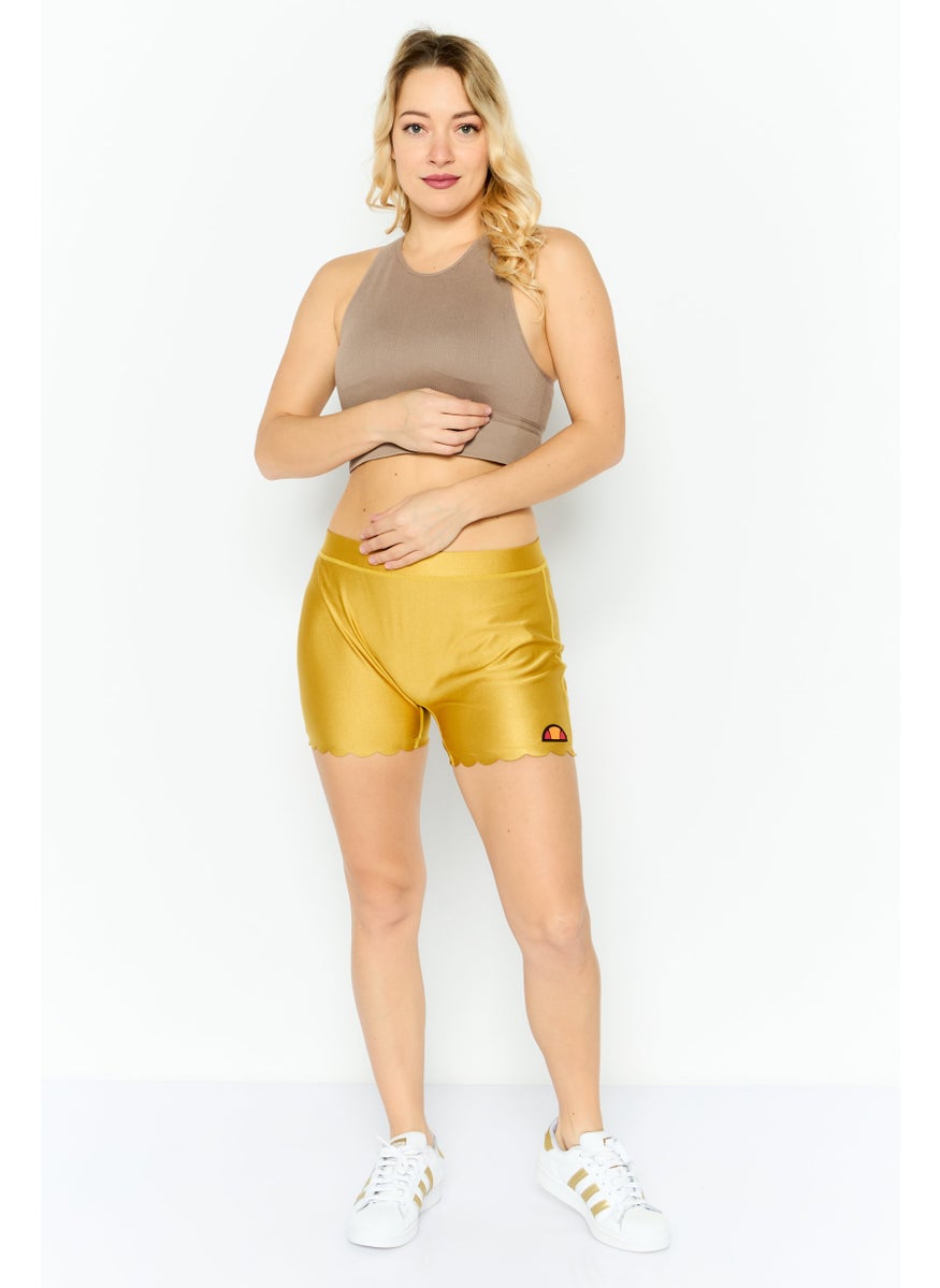 Ellesse Women Sportswear Fit Brand Logo Shorts, Gold  - Image 3