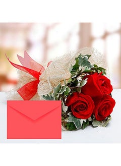 Ferns N Petals Red Roses Bouquet With Greeting Card  - Image 1