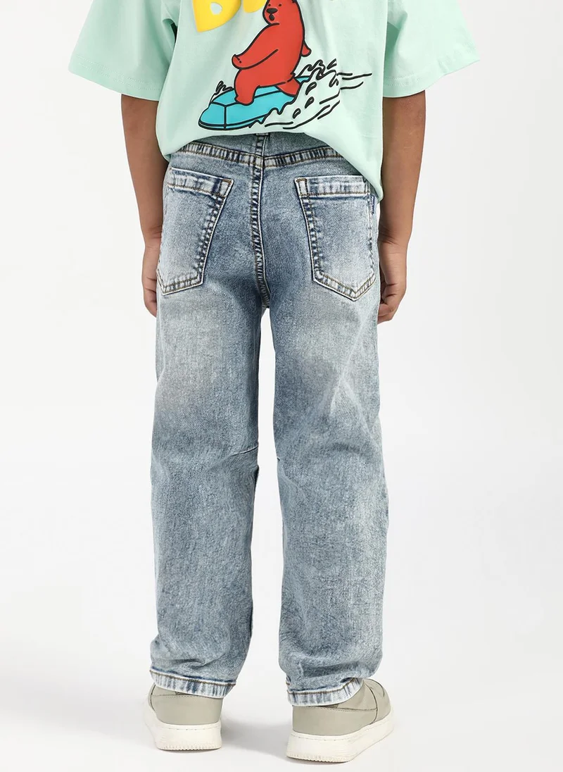 نوتيناتي Nautinati Boys’ Textured Cotton Jeans |Age 2 - 10 Years