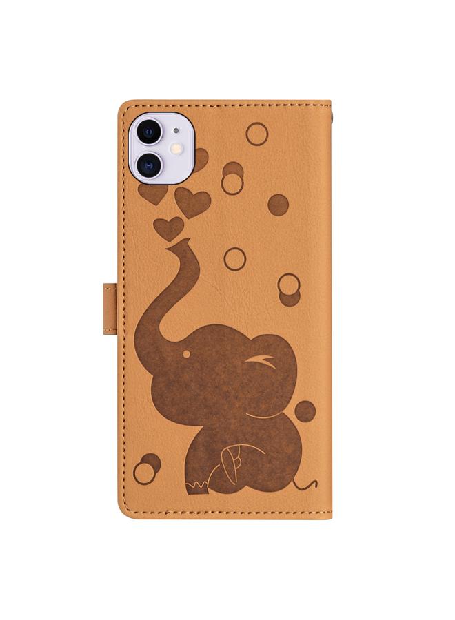 S-TOP Case For iPhone 11 Cartoon Elephant Embossed Leather Phone Case - Image 4
