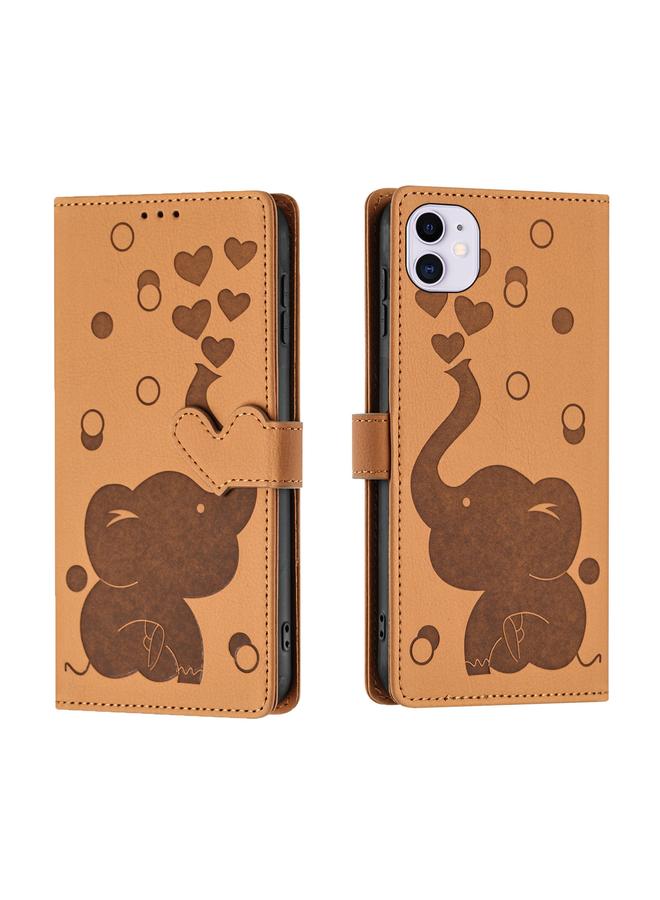 S-TOP Case For iPhone 11 Cartoon Elephant Embossed Leather Phone Case - Image 1