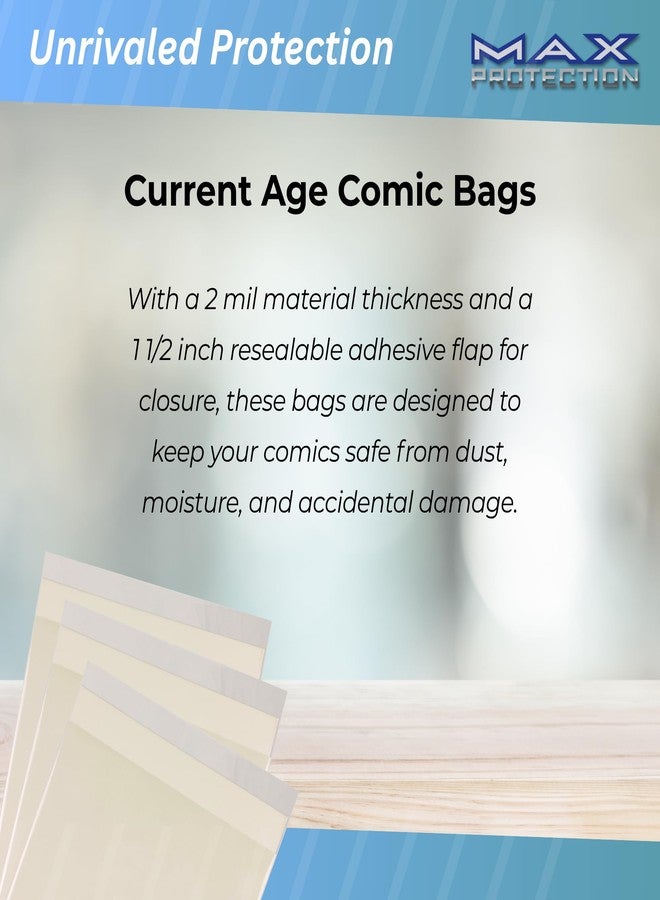 Max Protection Current Size Comic Book Bags 2 Mil - Resealable Archival Safe Design for Long-Term Storage - Crystal Clear Comic Book Protector 100 Pack - Image 4