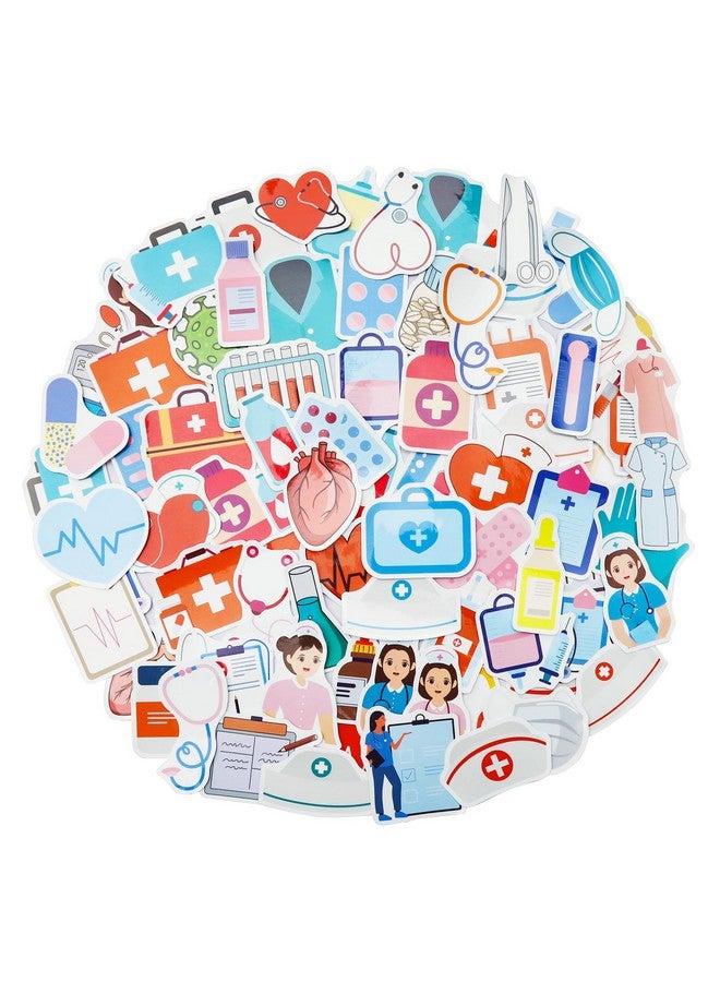 Cleverplay 100 Pack Nurse Stickers, Medical Healthcare Doctor Party Favors, Birthday Decorations - Image 1