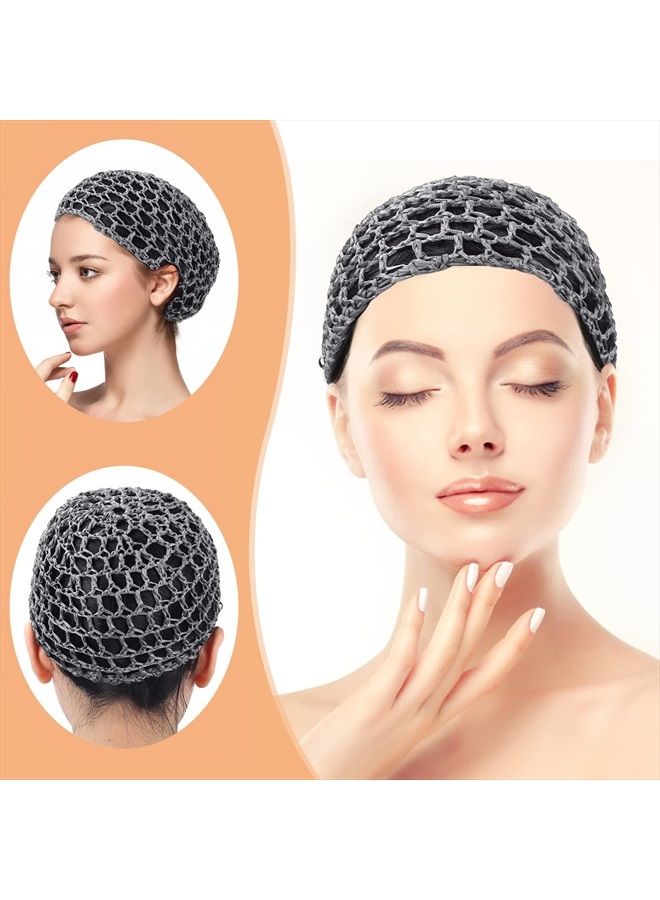 Etercycle 2 Pieces Mesh Crochet Hair Net Snoods, Soft Rayon Knit Crochet Hairnet Hair Cover Accessory Crocheted Sleep Cap for Women (Black) - Image 2