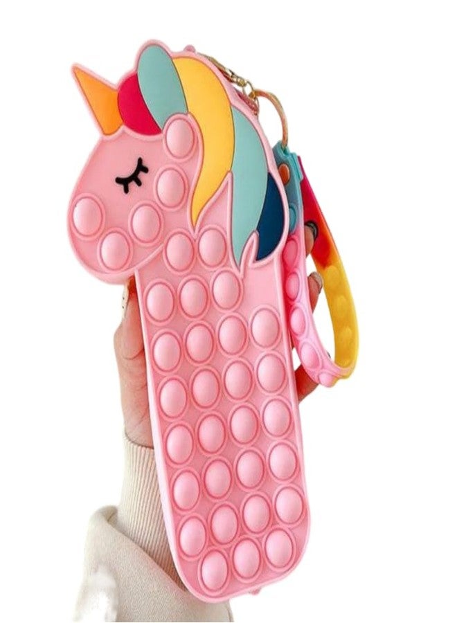 Caught Trendy Silicone Pop It Pouches For Girls Unicorn Pencil Box/Pencil Case Pop It Toy,Pop It Stationery Organizer Kit Multifunctional Zipper Pouch,Stationery Storage Bag, For Kids (Multicolor) - Image 1