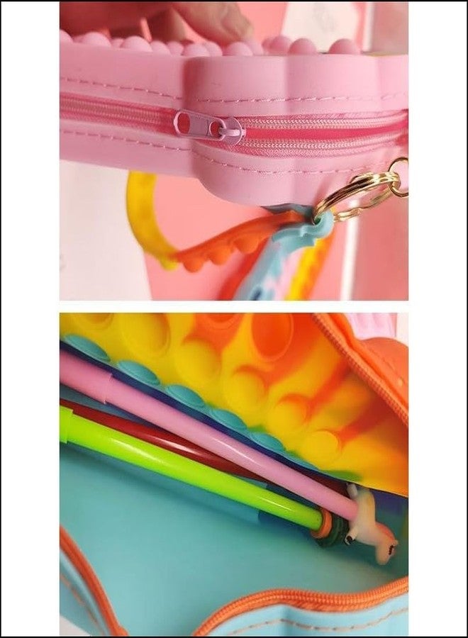 Caught Trendy Silicone Pop It Pouches For Girls Unicorn Pencil Box/Pencil Case Pop It Toy,Pop It Stationery Organizer Kit Multifunctional Zipper Pouch,Stationery Storage Bag, For Kids (Multicolor) - Image 5