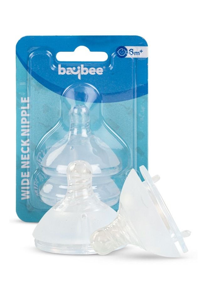 BAYBEE - Baybee Wide Neck Baby Bottle Silicone Nipple Natural Flow Rate Feeding Teat Nipple for Infants, Toddlers, New Born Baby Feeding Bottle Nipple Anti Colic BPA Free Slow Flow - Image 1