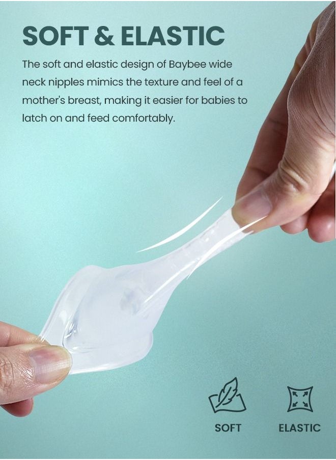 BAYBEE - Baybee Wide Neck Baby Bottle Silicone Nipple Natural Flow Rate Feeding Teat Nipple for Infants, Toddlers, New Born Baby Feeding Bottle Nipple Anti Colic BPA Free Slow Flow - Image 1