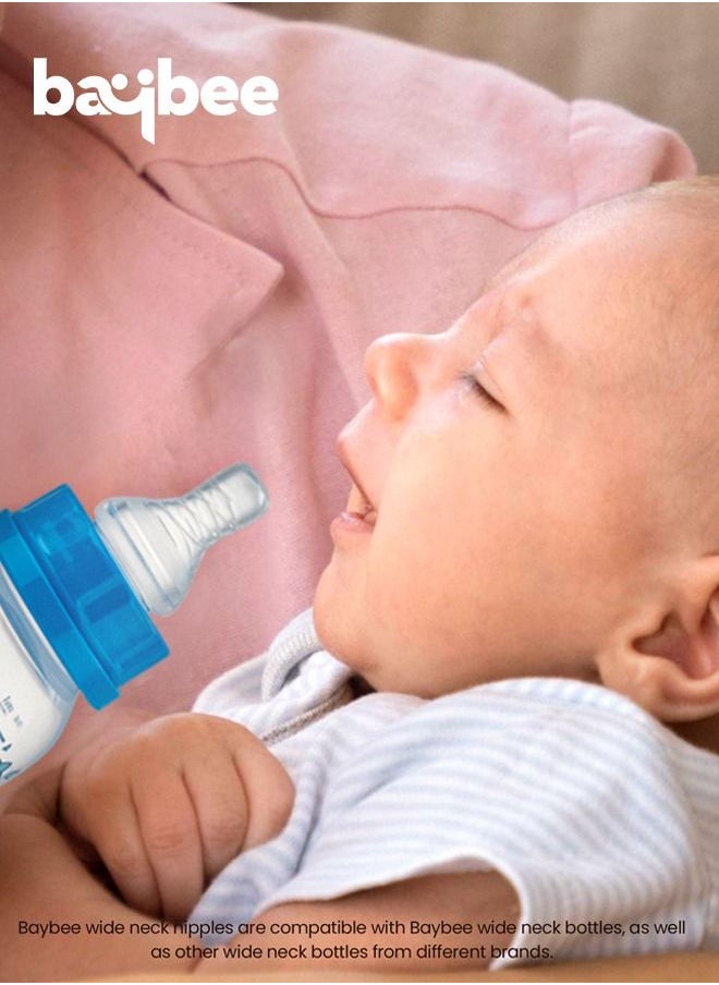 BAYBEE - Baybee Wide Neck Baby Bottle Silicone Nipple Natural Flow Rate Feeding Teat Nipple for Infants, Toddlers, New Born Baby Feeding Bottle Nipple Anti Colic BPA Free Slow Flow - Image 1