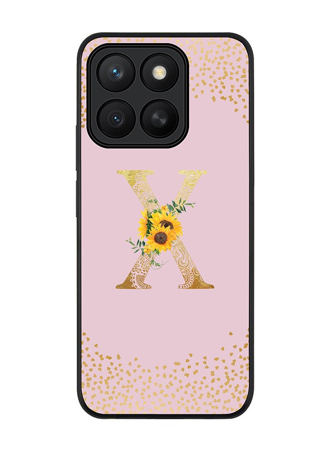 Stylizedd For Honor X8c Case,Slim fit Camera Protection, Shockproof Thin Phone cover  - Custom Floral Monogram - X  (Pink )