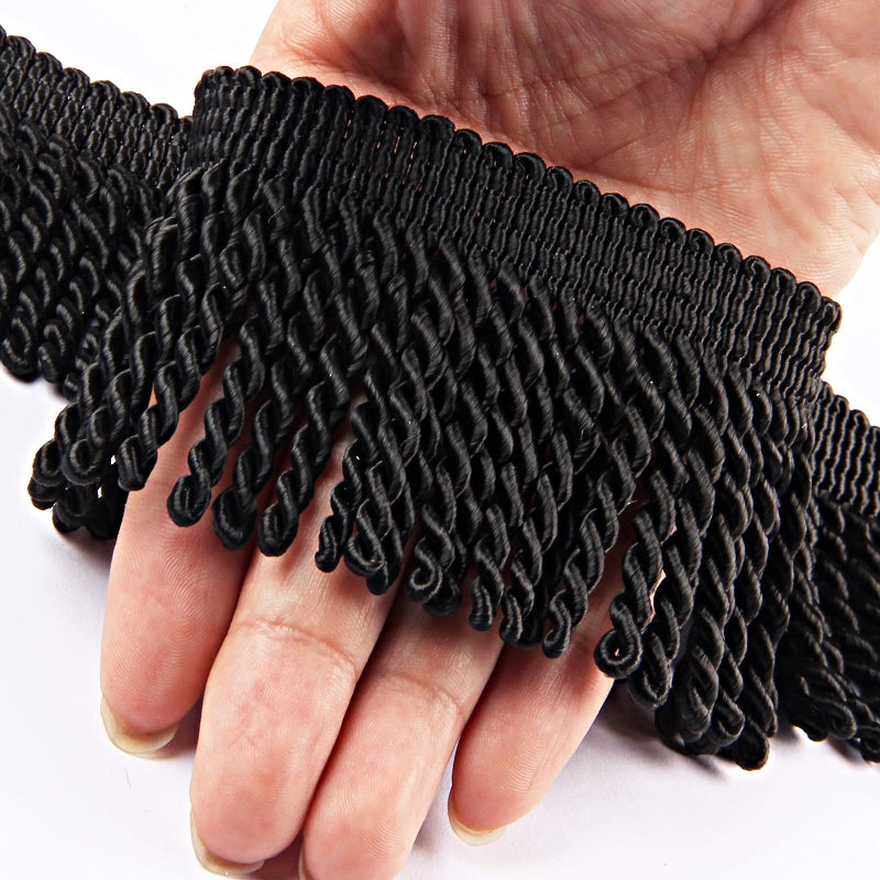 HedongHexi Curtain Fringes Bullion Fringe Trim 510 Yard x 25 Inches Fabric Trims Sewing DIY Decoration for Curtain Sofa Clothes black 10yard