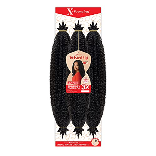 Xpression Braid Outre Crochet Braids XPression Twisted Up 3X Springy Afro Twist 24inch 5pack 1B
