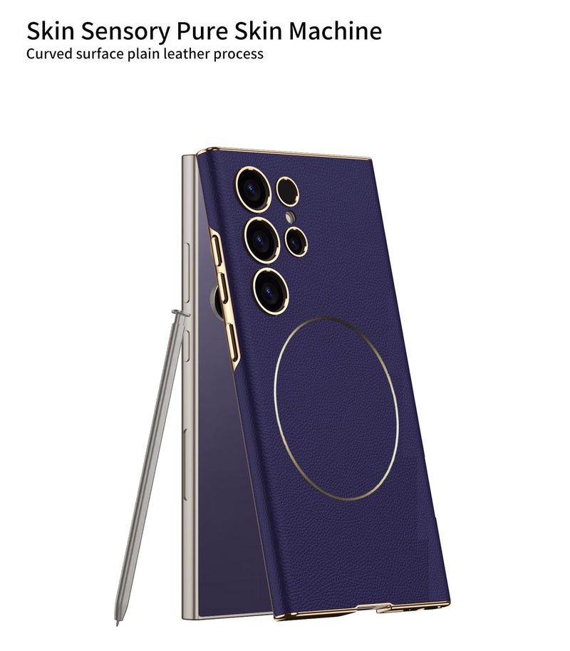 Midkart Leather Case Compatible with Samsung Galaxy S24 Ultra and Compatible with Magsafe Charging Electroplated Hard PC Lightweight Cover, Violet - Image 5