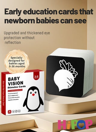 Visual Stimulation Flashcards 40 Pages High Contrast Baby Flashcard Sensory Black Red Card Set for Babies Ages 3-6 Months, Brain Stimulation Newborn Infant Toys Gift - view 2